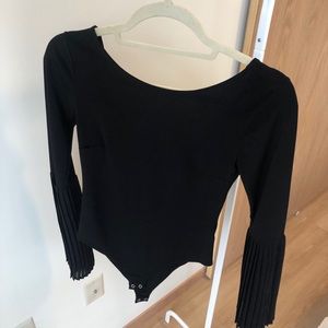 High neck/Low back Long Sleeve Black Bodysuit
